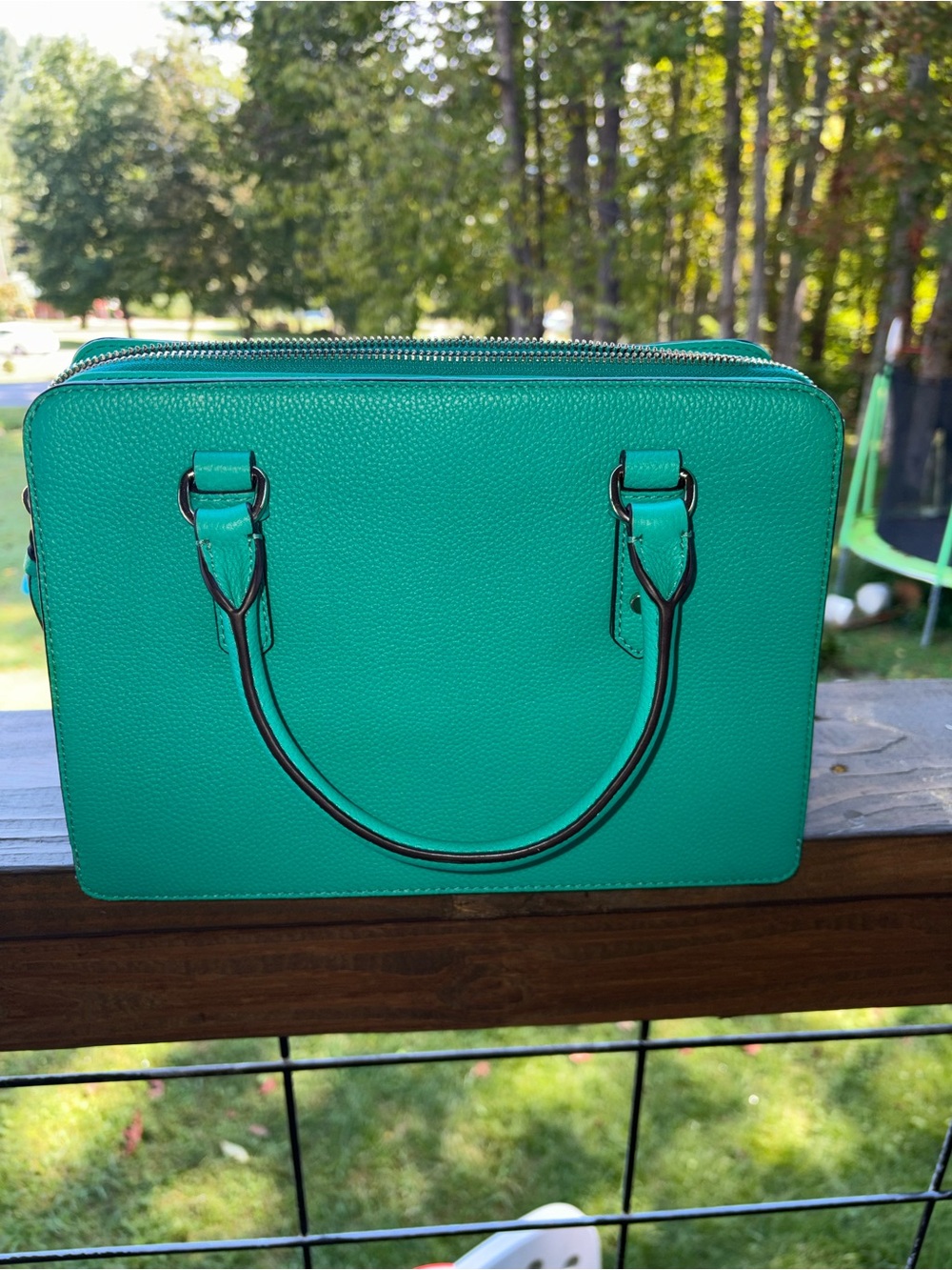 kate spade Turquoise pebbled Leather Structured Satchel - Picture 2 of 12
